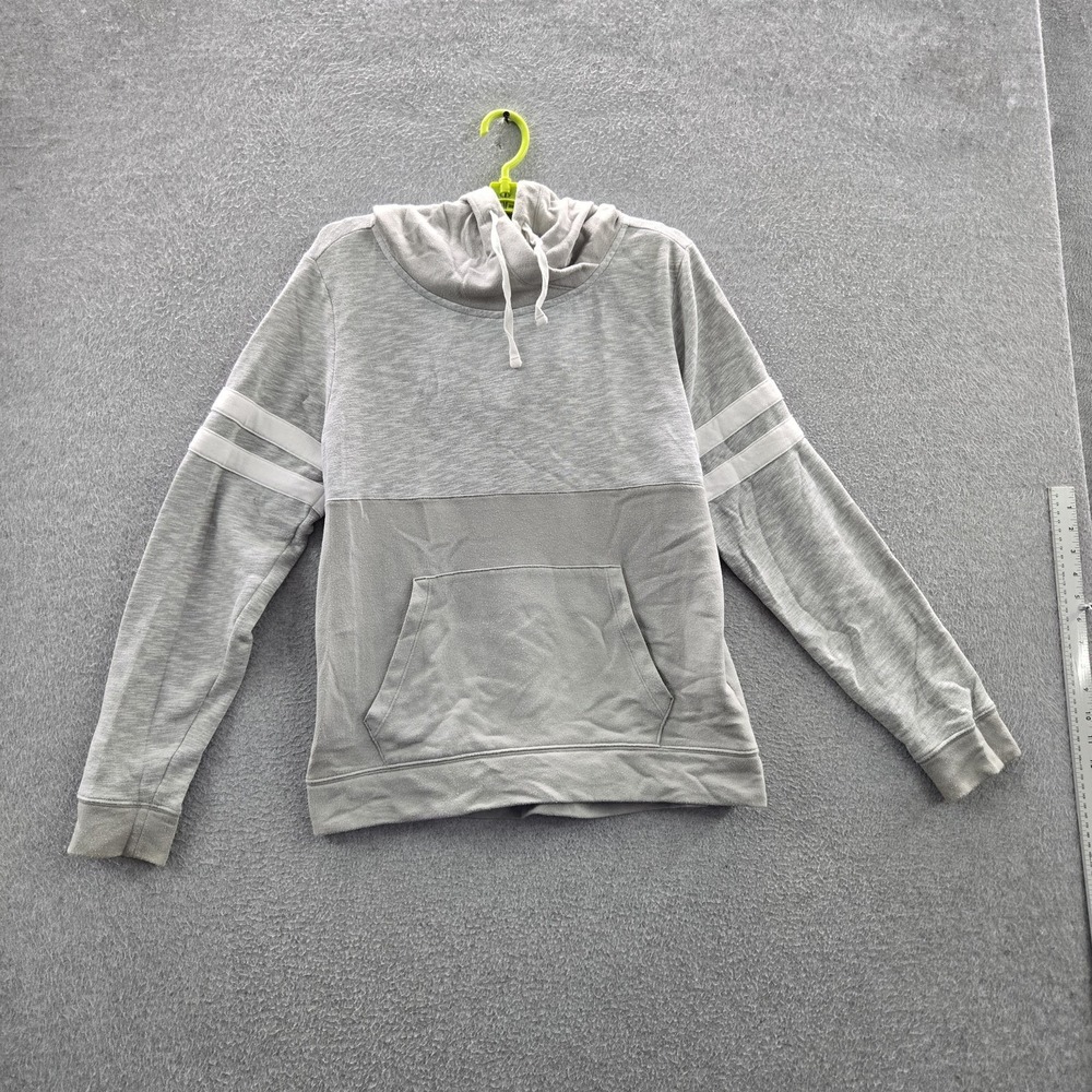 PINK Victoria's Secret Women Hoodie M Gray Stripe Long Sleeve